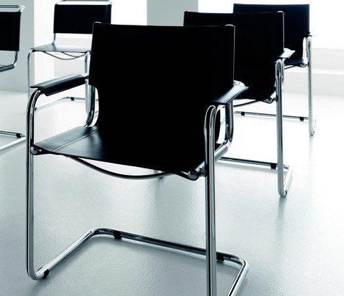 Mart Stam Cantilever Chair with Full Leather Back B2H