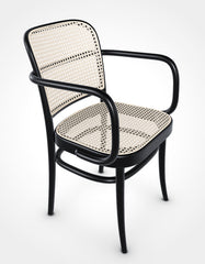 No 811 Bentwood Armchair by Ton - Black Stained Beech-Cane Seat/Cane Back - Bauhaus 2 Your House