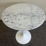 Saarinen Tulip Table - 16" Diameter Side - White Arabescato Marble - Clearance - Bauhaus 2 Your House